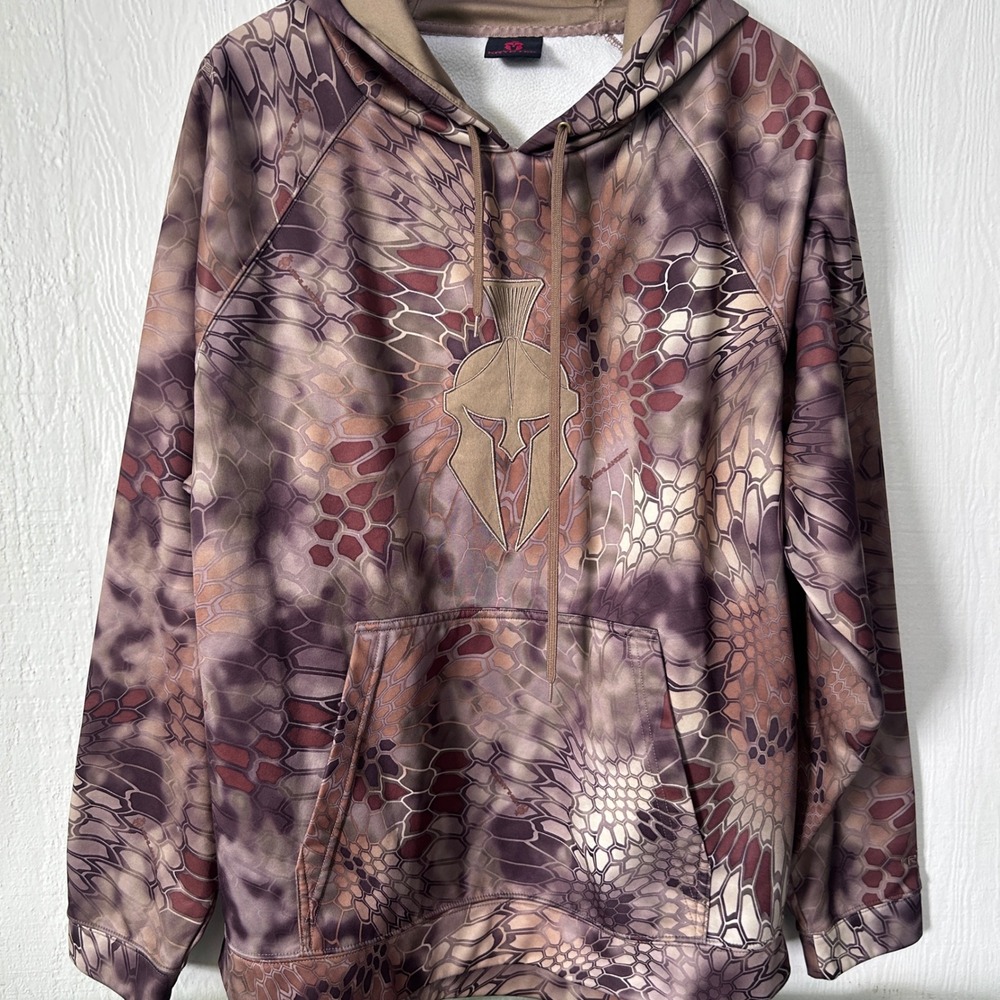 Kryptek Highlander Camo Hoodie Mens XL Spartan Logo Fleece Sweatshirt 15TART